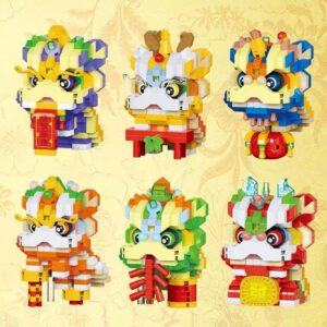 New Year China-Chic Rising Lion Lucky Micro particle Assembled Building Blocks Educational Toys Children's Spring Festival Puzzle Ornaments Gift
