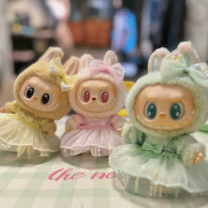 17cm Labubulabu Enamelling Macaron Sitting Party Second-generation Bow Lace Dress Design Sense Clothes