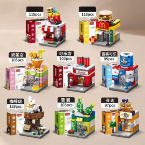 Chinese small particle building blocks, street view, city building models, toy ornaments, puzzle assembly, boys and girls' birthday gifts