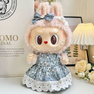 Enamel Plush Labubu Baby Clothes 38cm Clothes Lake Blue Broken Flower Lace Skirt Large Labubu MOKOKO Replacement