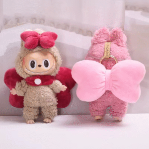 The Second Generation Labubu Enamelled Doll Baby Clothes 17cm Blind Box Big Bow Cute wings a Pair of Accessories