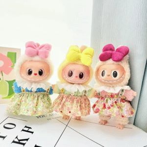The First and Second Generation  Labubu Clothes Pendant Labubu Baby Clothes Spring Outing Flower Skirt Set Cute