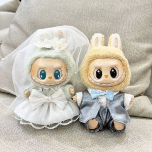 17cm Baby Clothes Enamelled Macaron Sitting Party Suit Wedding Dress Suit Accessories Labubu Couple Set