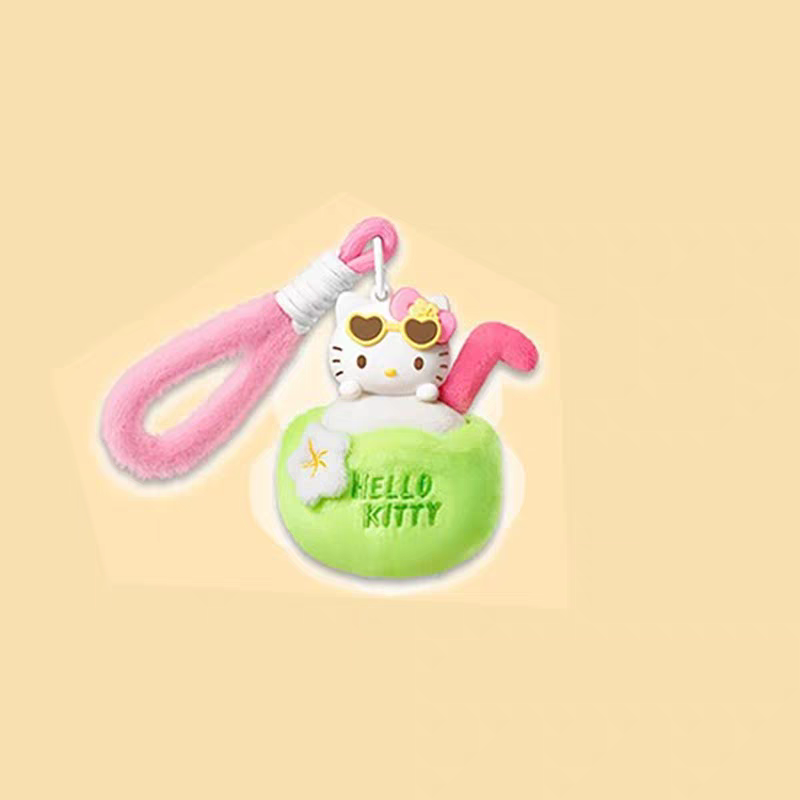 MINISO HELLO KITTY Summer Black Leather Series Plush Fragrance Blind Box Hanging Ornament Decoration - 图片 3