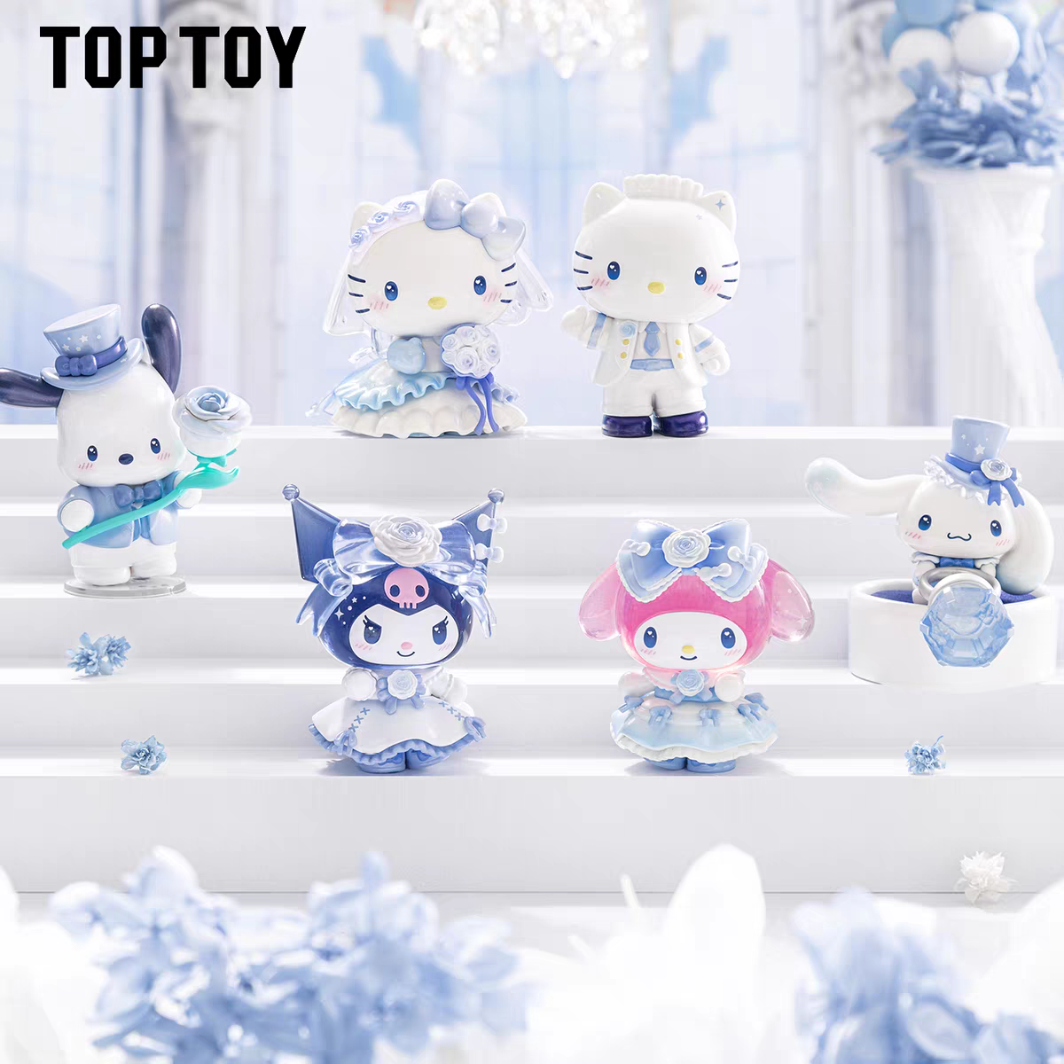 Toptoy Sanrio Family Romantic Wedding Series Blind Box Hello Kitty Kuromi Cute Desktop Ornament