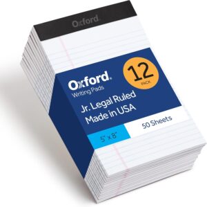 Oxford Legal Pads, 12 Pack, Premium Note Pads, 50 Legal Ruled 5" x 8" Sheets,...