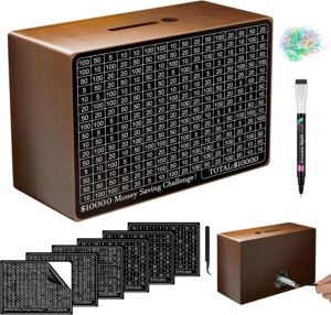 Wooden Money Saving Box, Cash Vault Savings Box for $10000 $5000 $3000 $1000 $80