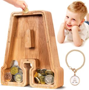 SummiDate Wooden Letter Piggy Bank for Kids| Piggy Bank for Boys Girls Toddler|