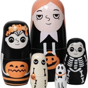 Halloween Nesting Dolls, 5Pcs 6"" Tall Russian Nesting Dolls, Handmade Matryoshk