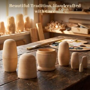 Koogel 6 Set Blank Nesting Dolls, Unfinished Wood Crafts Russian Dolls Matryoshk