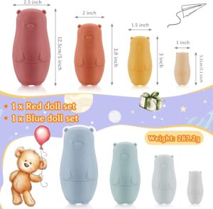 Chivao 8 Pieces Russian Nesting Dolls, Silicone Matryoshka Doll Easter Toys Educ