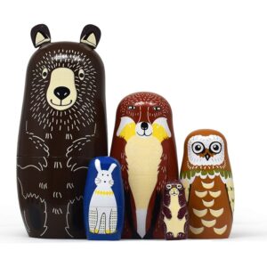 Tphon Russian Nesting Dolls Bear Wooden Matryoshka Dolls for Kids Handmade Cute