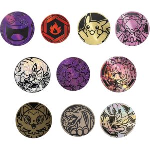 Pokémon - 10 Assorted Gaming Coins - Plastic Metallic - Tabletop Accessories - N