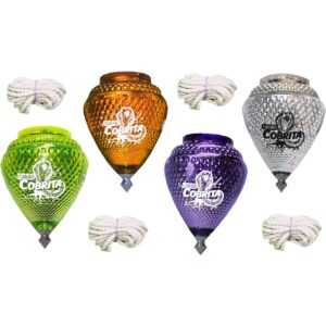 4 Pack Mini Cobra Durable Plastic Spin Tops & Metal Tip Made in Mexico - Trompo