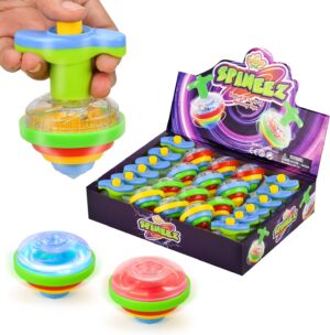 IPIDIPI TOYS Spineez Light Up Spinning Tops for Kids – 12-Pack LED Spinner Toys