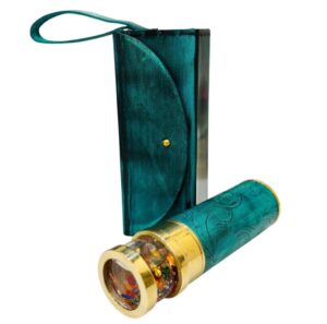 Handcrafted Vintage Brass Kaleidoscope with Leather Cover – Handmade Optical Toy