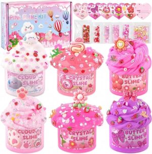 6 Pack Slimes, Pink Slime Kids, Cloud Slime kit for Girls Ages 8-12, Toys for Gi