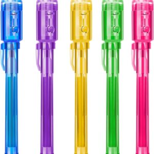 Invisible Spy Ink Pen 5 PCS, With UV Pen Light, Party Favors for Kids 8-12, Stoc