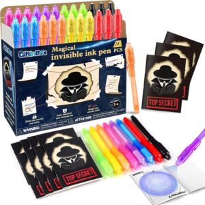 GIFTINBOX Invisible Ink Pens with UV light for Kids, Spy Pen Party Favors for Ki