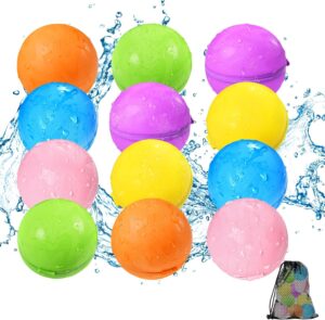 Reusable Water Balloons 12PCS - Summer Water Toys for Pool Beach & Outdoor, Self