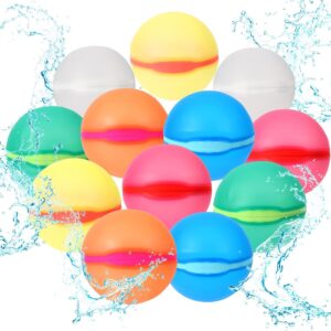Reusable Water Balloons,12 Pcs Magnetic Splash Refillable Balls,Summer Water Toy