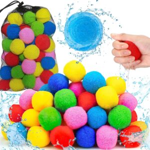 60pcs Reusable Water Balloons Quick Fill Sponge Balls Beach Pool Toys for Kids A