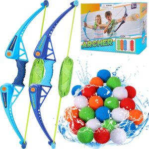 25Pcs Reusable Water Balloons with 2pcs Bow and Arrow for Kids, Pool Beach Water