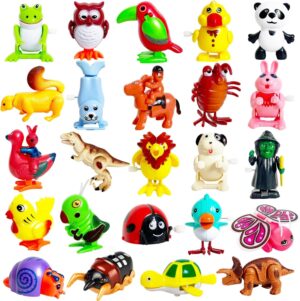 Baaxxango 24 Pcs Wind Up Toys Assorted Animals Bulk Flipping Walking Jumping Clo