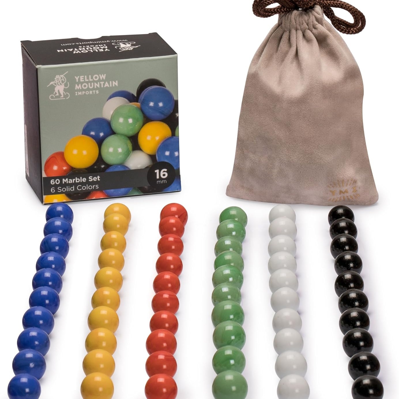 Yellow Mountain Imports 60 Pieces Chinese Checkers Marbles Set with Solid Colors