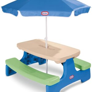 Little Tikes Easy Store Picnic Table with Umbrella, Multi Color, 42.00''L x 38.0