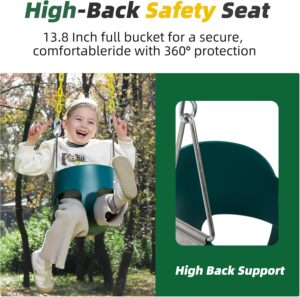 High Back Full Bucket Toddler Swing Seat with Yellow Coated Chains Fully Assembl