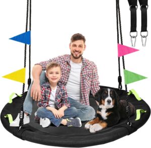 HeyZoo 48 inch Tree Swing, Larger Saucer Flying Swing for Whole Family, 900lbs W