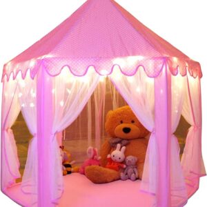 Monobeach Princess Tent Girls Large Playhouse Kids Castle Play Tent with Star Li
