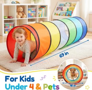 Kids Play Tunnel Tent for Toddlers, Colorful Pop Up Crawl Tunnel Toy for Baby or