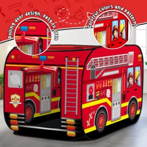 Pop Up Play Tent for Kids Aged 3-5 Years Old Boys and Girls : Fire Truck Tent Pl