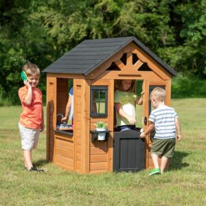 Backyard Discovery Sweetwater Cedar Wooden Kids Playhouse Cottage with Play Kitc