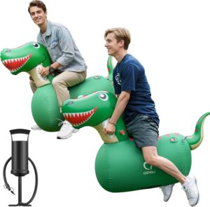 QPAU Inflatable Bouncy Dinosaur Toys 2 PCS with Hand Pump, Heavy Duty Giant Boun