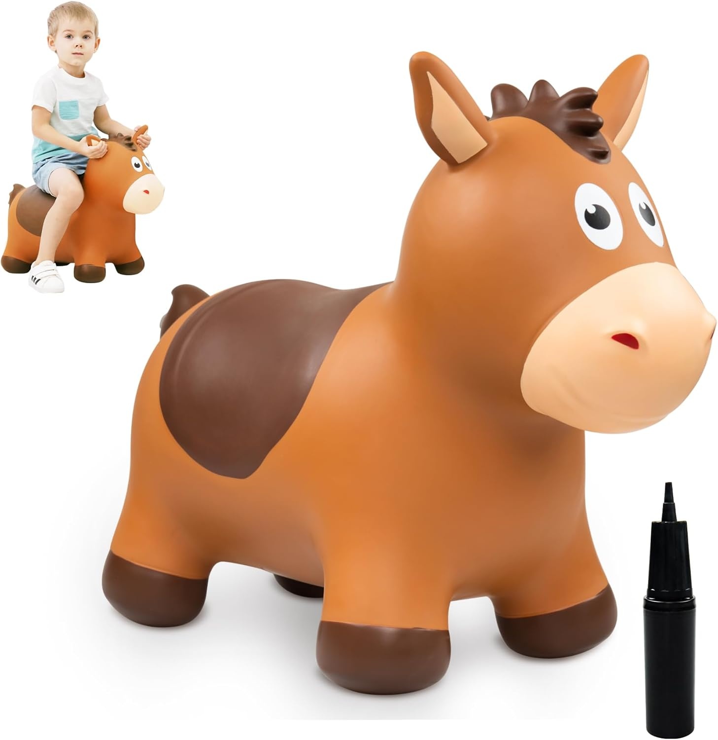 ZOOJOY Inflatable Horse Hopping Toys, Bouncy Animal Hopper Toys for Toddlers, Ou