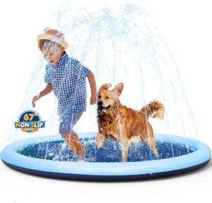 VISTOP 67" Non-Slip Splash Pad for Kids and Dogs, Thickened Sprinkler Pool for T