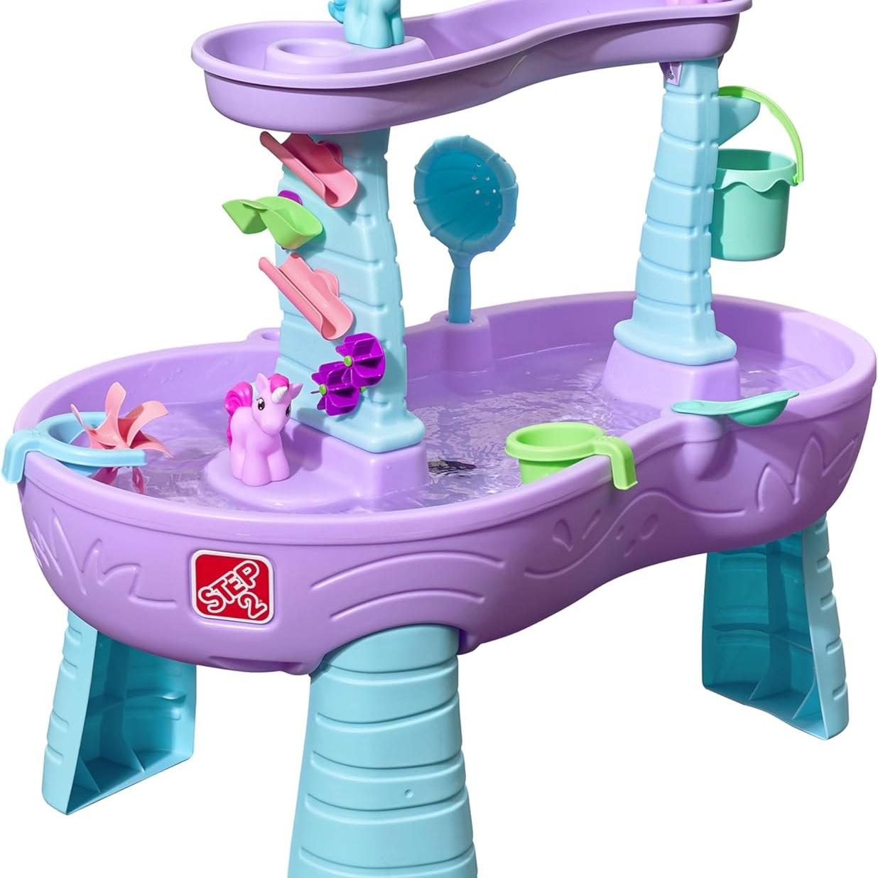 Step2 Rain Showers and Unicorns Water Table for Kids, Toddler Outdoor Sensory Pl