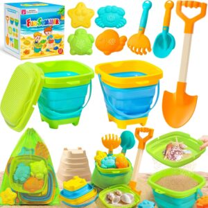 DUDUCOFU Collapsible Beach Sand Toys for Kids Toddlers, Collapsible Sand Bucket