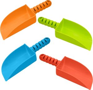 4E's Novelty 4 Pack Beach Shovels 8 Inch, Heavy Duty Plastic Sand Shovel for Kid