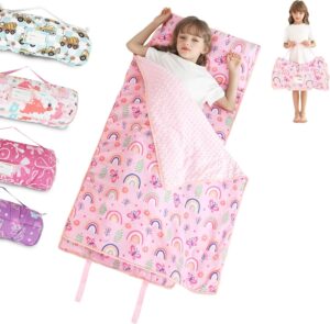 Toddler Nap Mat for Preschool 50''x30'' Sleeping Mat with Removable Pillow and M