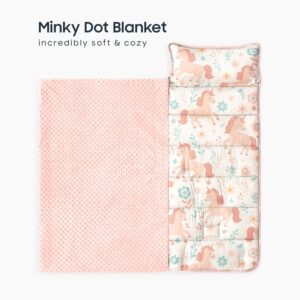 Wake In Cloud - Toddler Nap Mat with Pillow and Minky Fleece Blanket, for Kids G