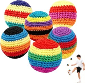TICHA 6-Pack Hacky Footbag Sack Set – Soft Kick Sack Balls for Adults & Beginner