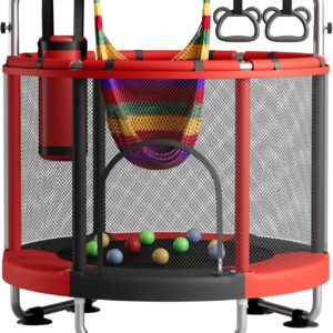 ZCMHAXJ 55" Trampoline for Kids with Enclosure, 440lbs Capacity Indoor & Outdoor