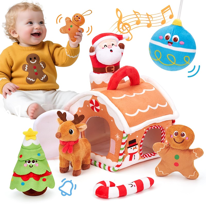 hahaland Baby Toy for 6–12 Months – Musical & Sensory Plush Toy Set with Gingerb