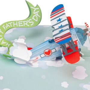 Paper Love Fathers Day Pop Up Card, Happy Father's Day Biplane, Gift For Dad,...