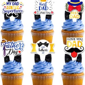 36pcs Father's Day Cupcake Toppers, Happy Fathers Day Cake Decorations I Love...