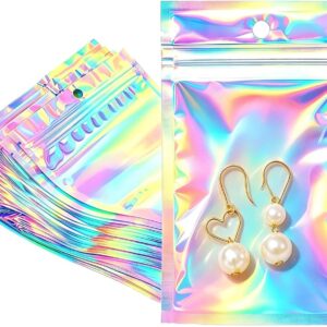 Motomy 100 Pcs Holographic Bags - Mini Resealable Packaging Bags, Small Gift ...